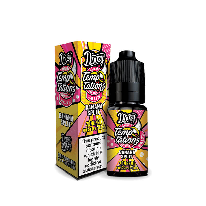 Doozy Vape Co Temptations Banana Split Nic Salt 10ml E-Liquid - Image 3