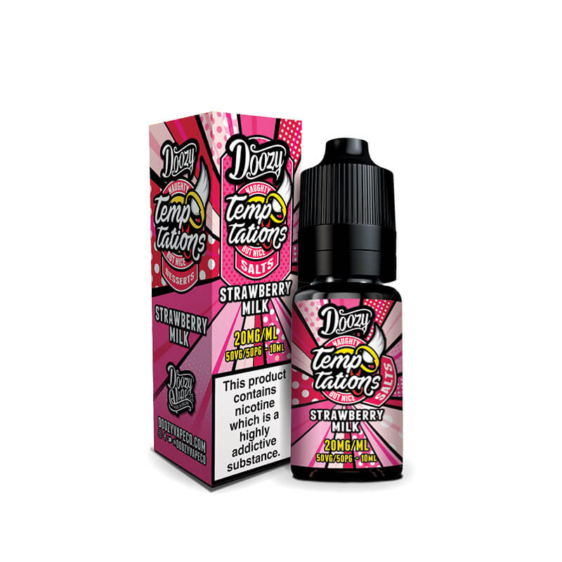 Doozy Vape Co Temptations Strawberry Milk Nic Salt 10ml E-Liquid - Image 2