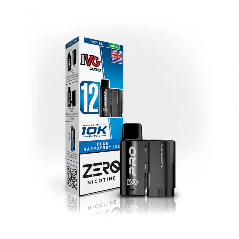 IVG Pro 12 Blue Raspberry Ice Prefilled Vape Pod + Refill - Image 3
