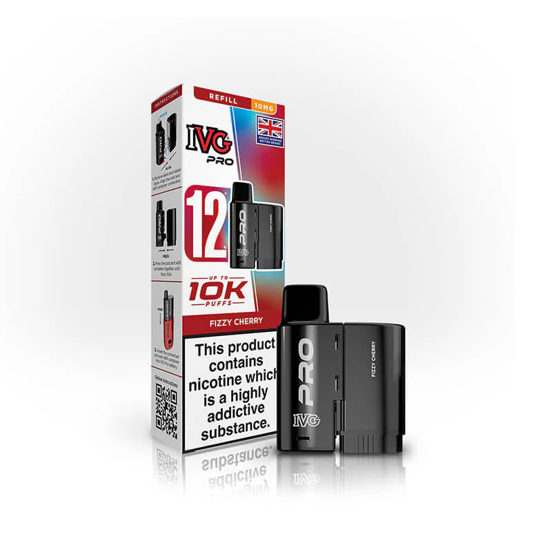 IVG Pro 12 Fizzy Cherry Prefilled Vape Pod + Refill - Image 2