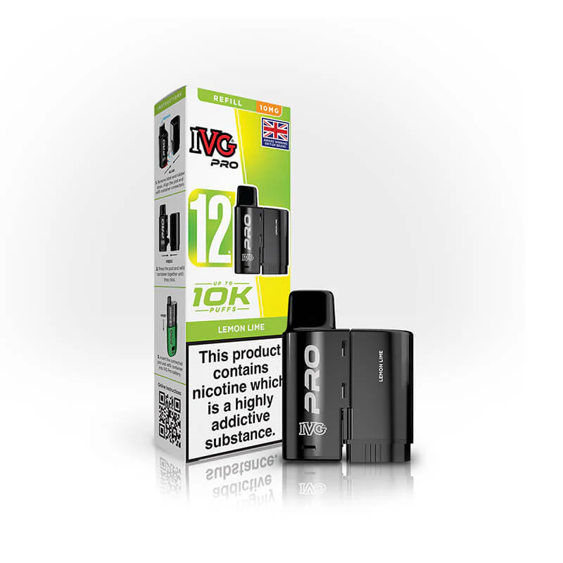 IVG Pro 12 Lemon Lime Prefilled Vape Pod + Refill - Image 3