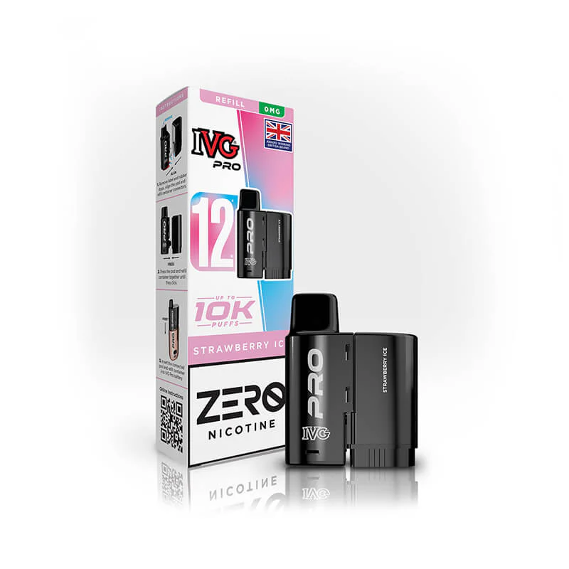 IVG Pro 12 Strawberry Ice Prefilled Vape Pod + Refill - Image 3