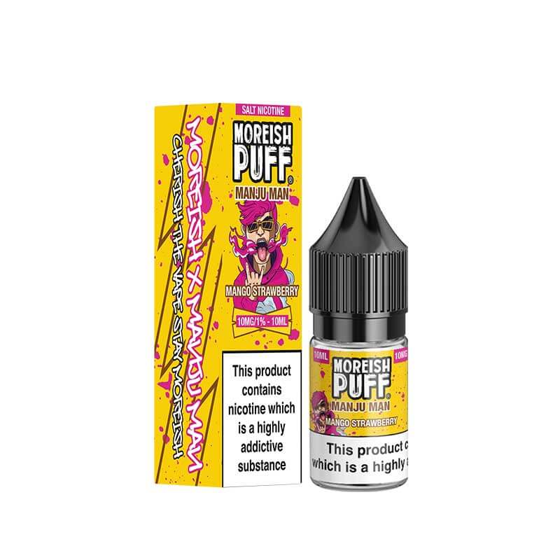 Moreish Puff Manju Man Mango Strawberry Nic Salts E-Liquid 10ml - Image 2