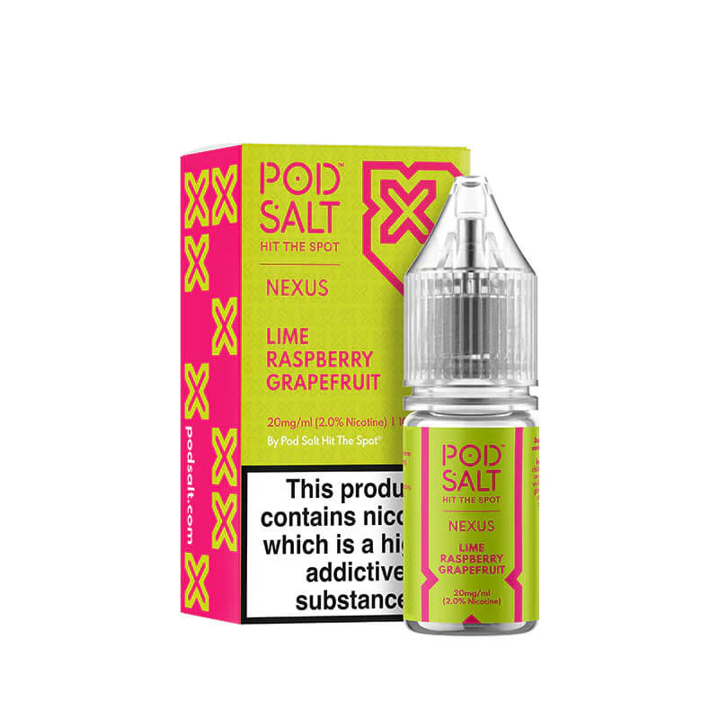 Pod Salt Nexus Lime Raspberry Grapefruit Nic Salt E-Liquid 10ml - Image 3