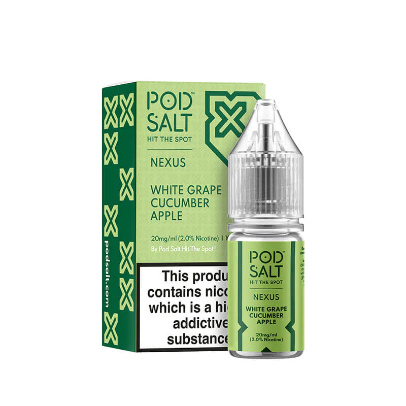 Pod Salt Nexus White Grape Cucumber Apple Nic Salt E-Liquid 10ml - Image 4